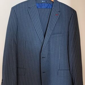 New - never worn Blue pin stripe three piece mans slim fit suit